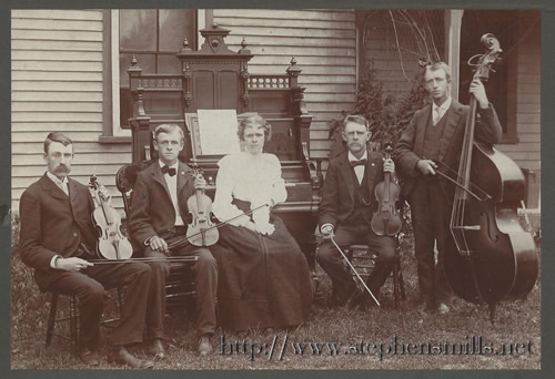 Ralph Bacon, Alice Hathaway Bacon, Herbert Bacon, Myrtle Bacon, H Alton Bacon, Walter Bacon, Bacon family orchestra, Maplewood Farm, Stephens Mills, Woodstock Maine, Bryant Pond Maine